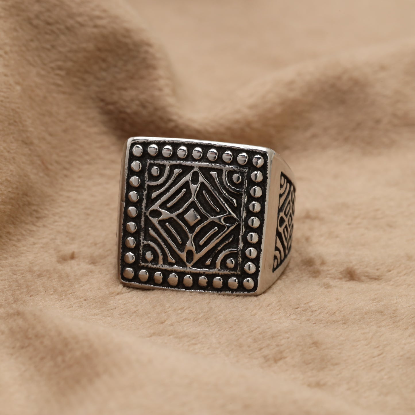 Geometric Square Signet Stainless Steel Ring R1238