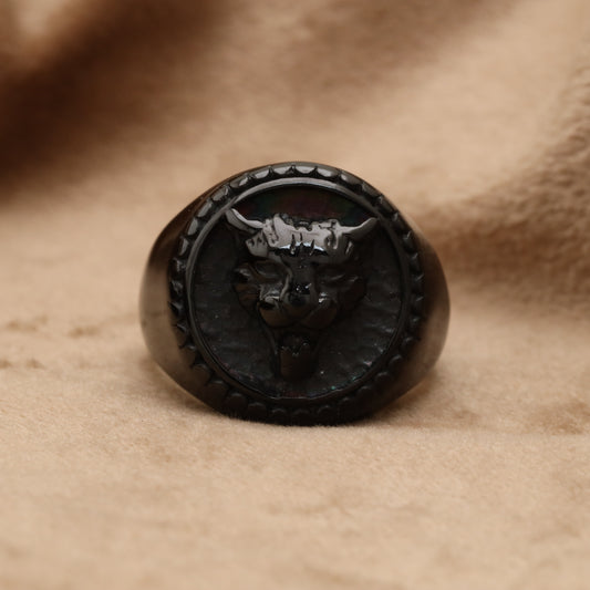 Black Bull Head Signet Ring R33