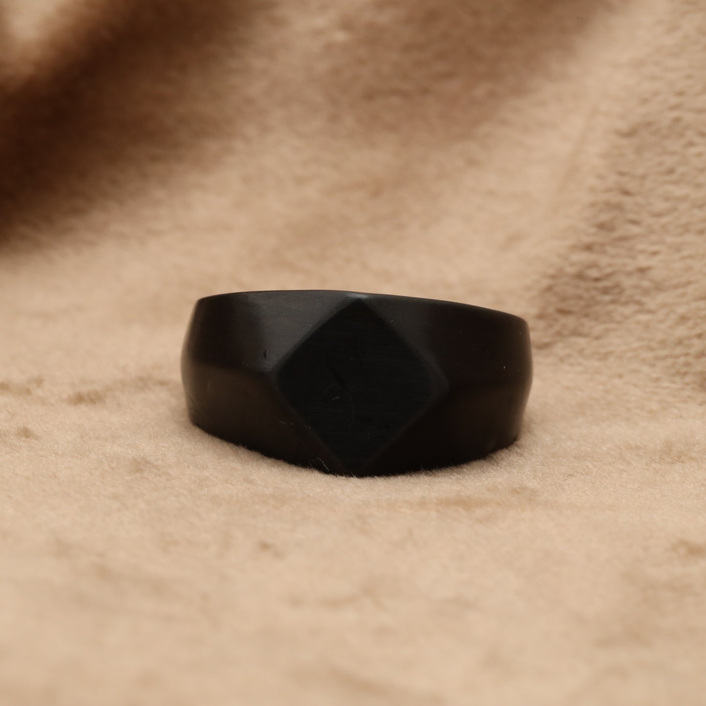 Black Geometric Faceted Stainless Steel Ring R86