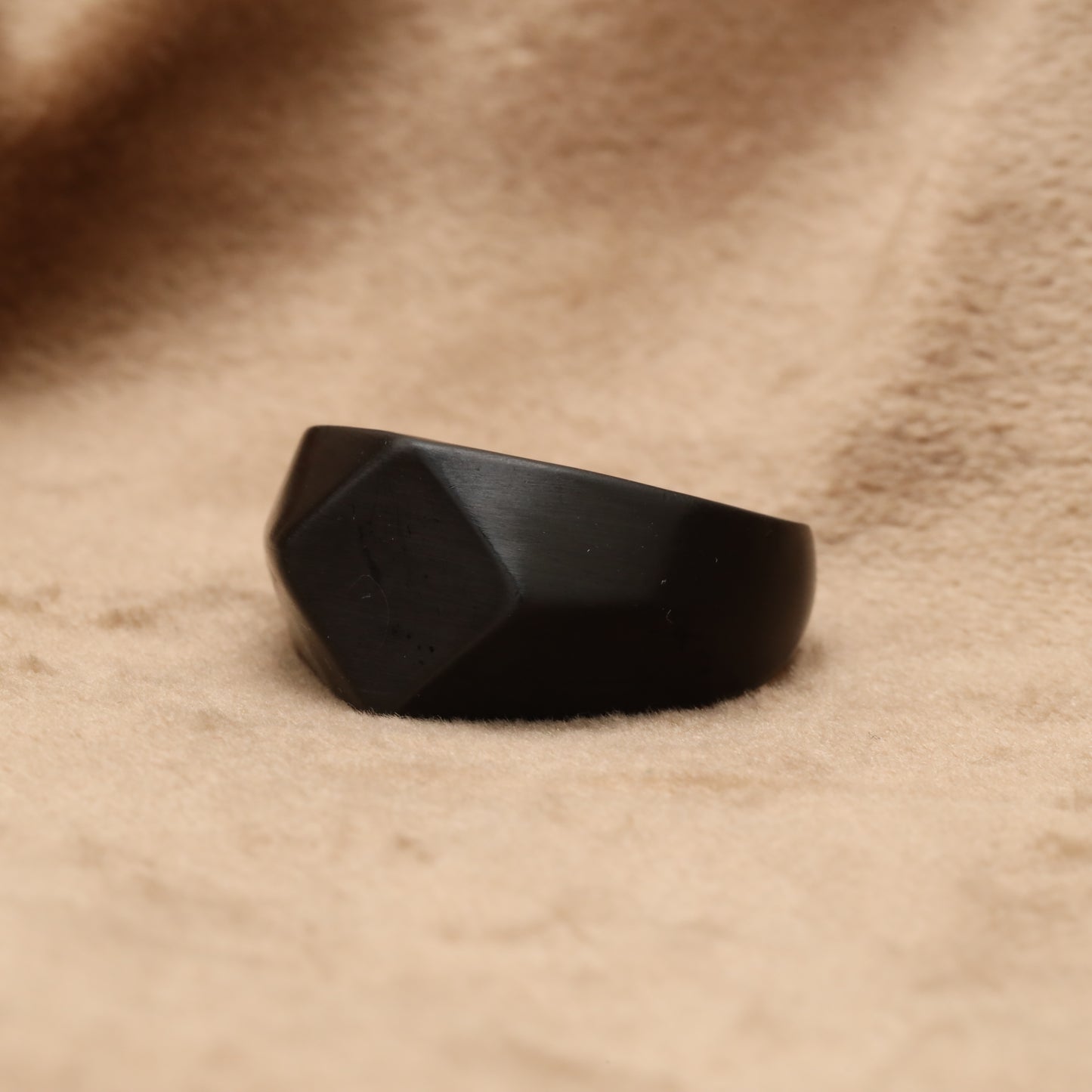 Black Geometric Faceted Stainless Steel Ring R86