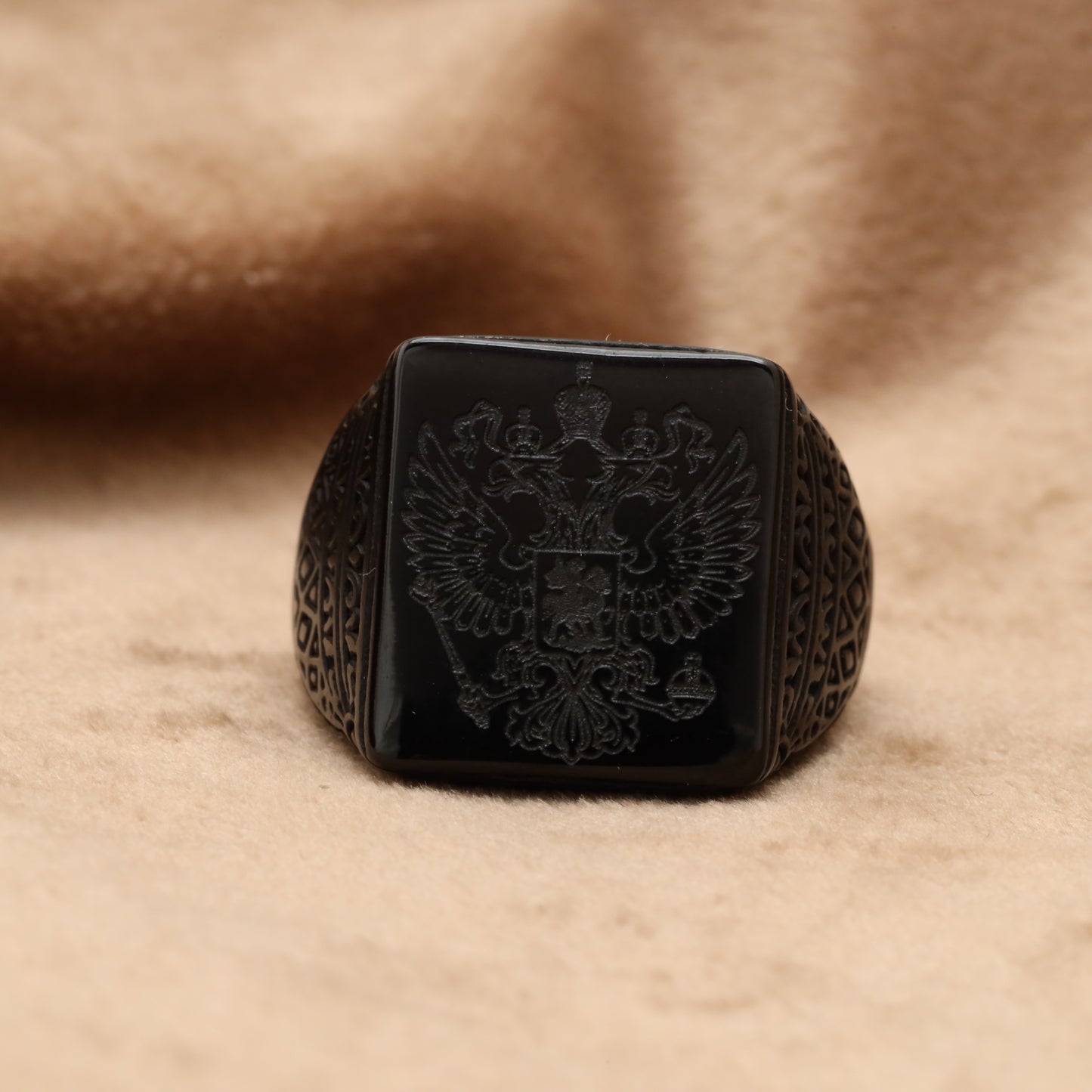 Double Eagle Black Stainless steel Ring R12