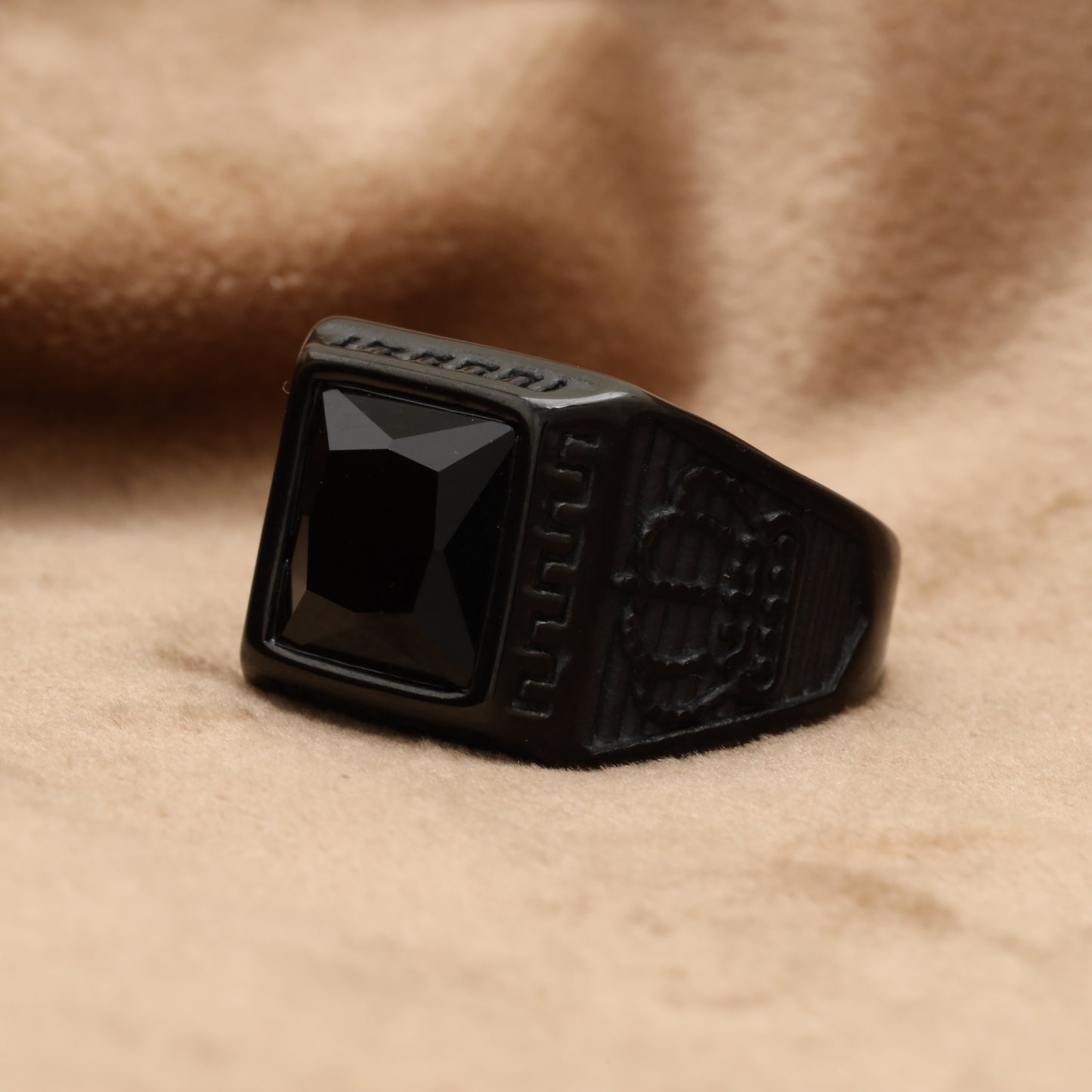 Black Stone Black stainless steel Ring R13