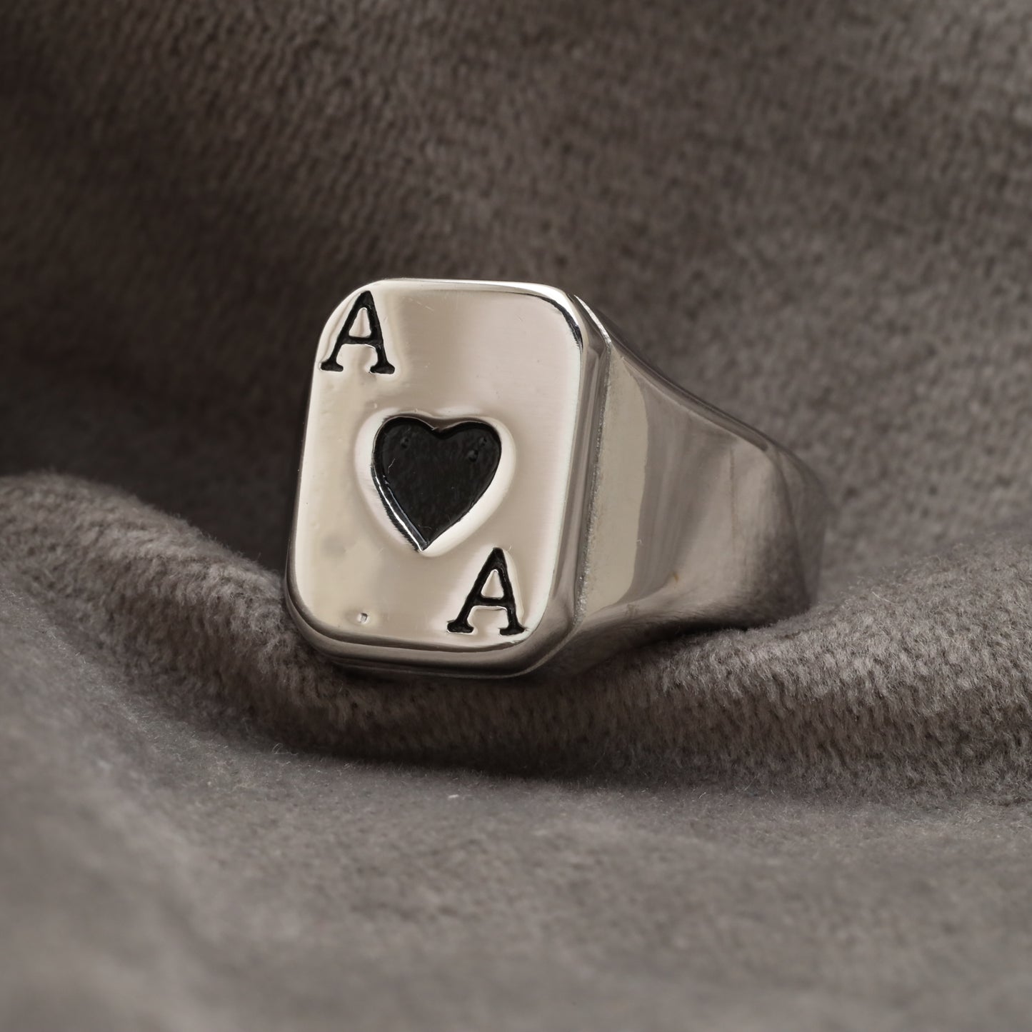 Ace of Hearts Silver Stainless Steel  Ring R16