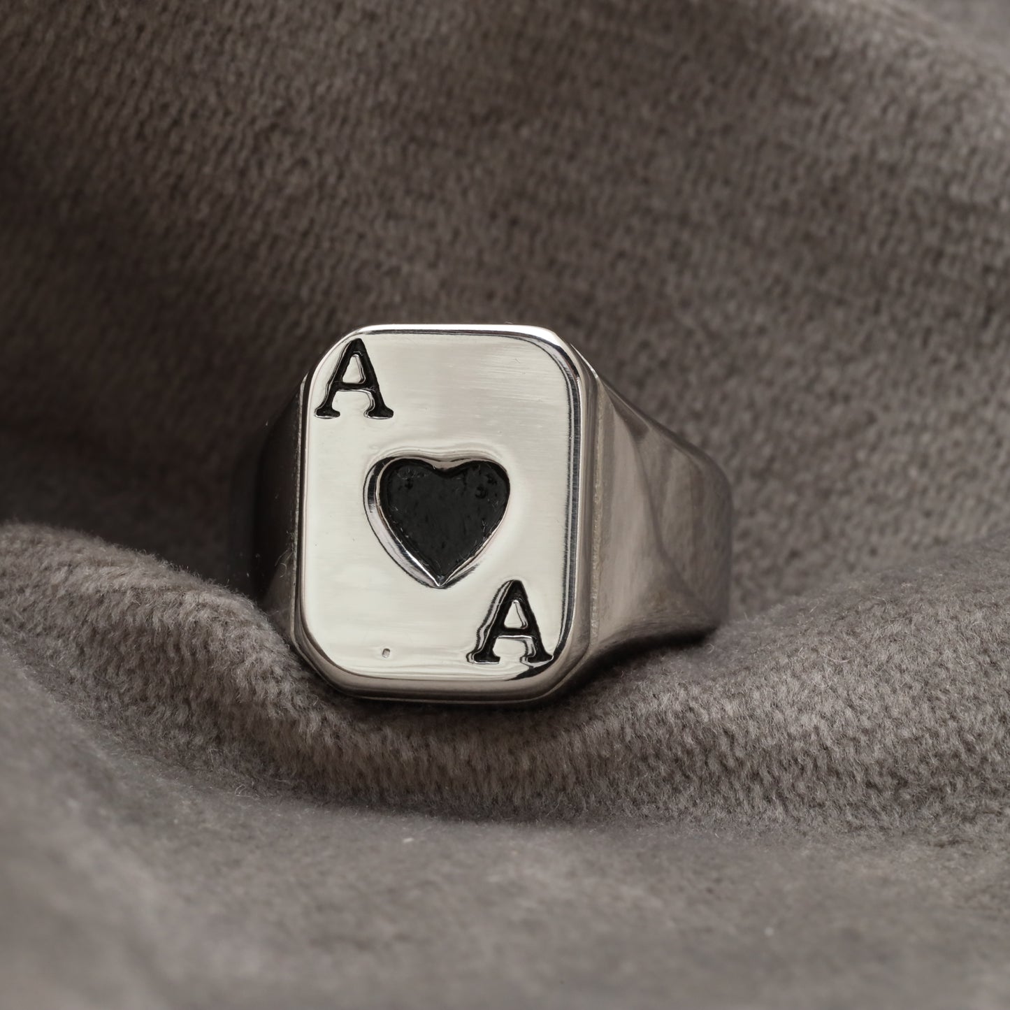 Ace of Hearts Silver Stainless Steel  Ring R16