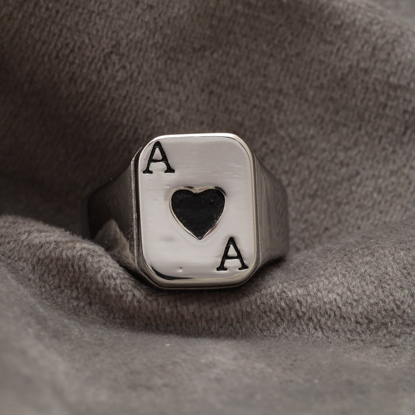 Ace of Hearts Silver Stainless Steel  Ring R16