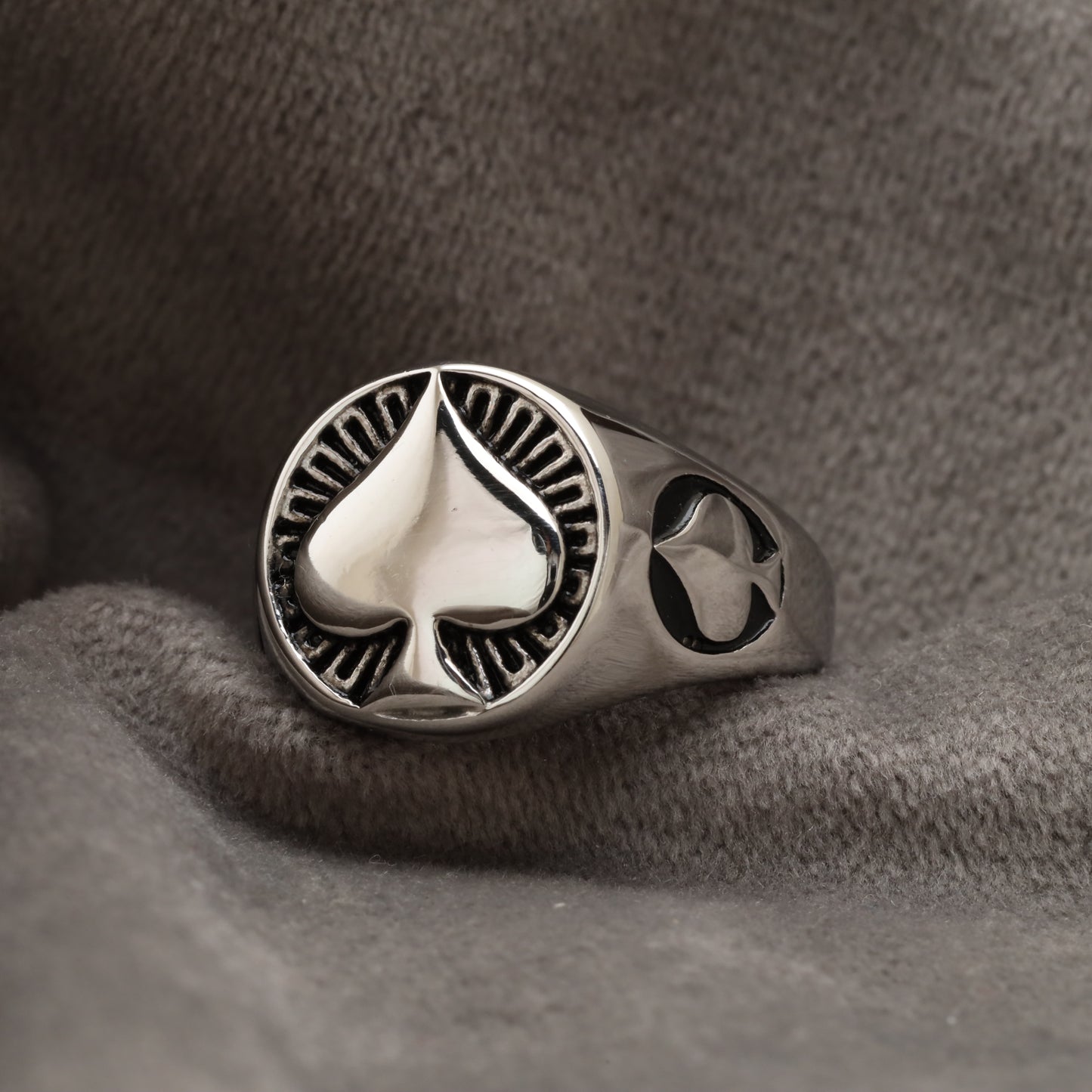 Ace of Spades Star Silver Stainless Steel Ring R17