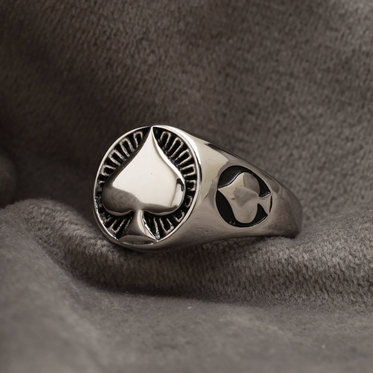 Ace of Spades Star Silver Stainless Steel Ring R17