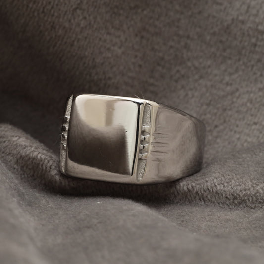Silver Signet Silver Stainless Steel Ring R19