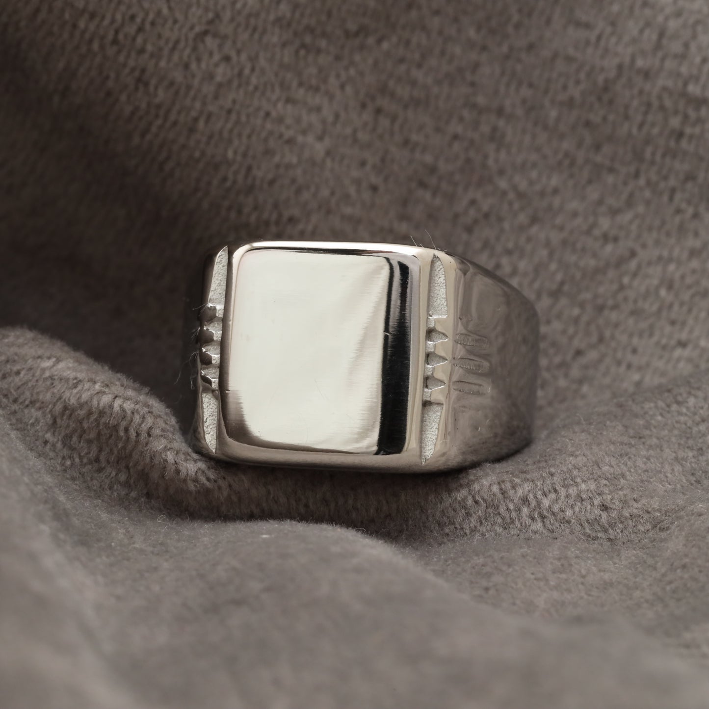 Silver Signet Silver Stainless Steel Ring R19