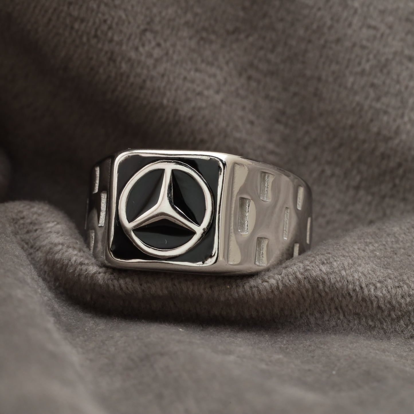 Three-Point Star Signet Silver Stainless Steel Ring R21