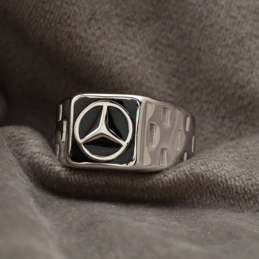 Three-Point Star Signet Silver Stainless Steel Ring R21