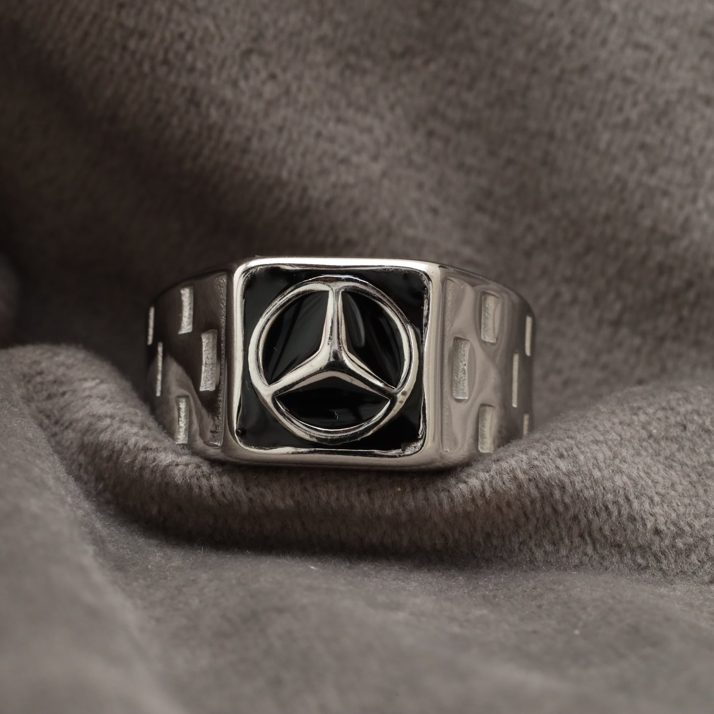 Three-Point Star Signet Silver Stainless Steel Ring R21