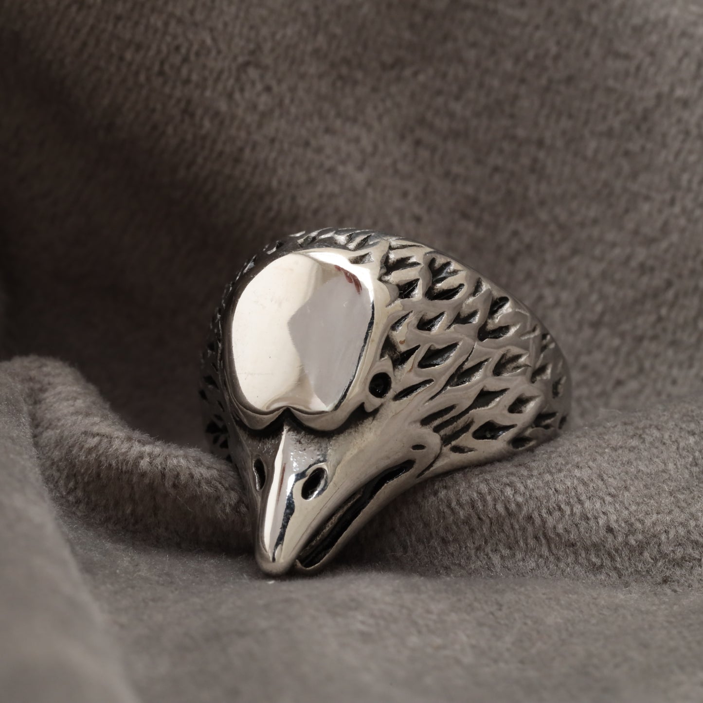 Raven Skull Head Silver Stainless Steel Ring R26