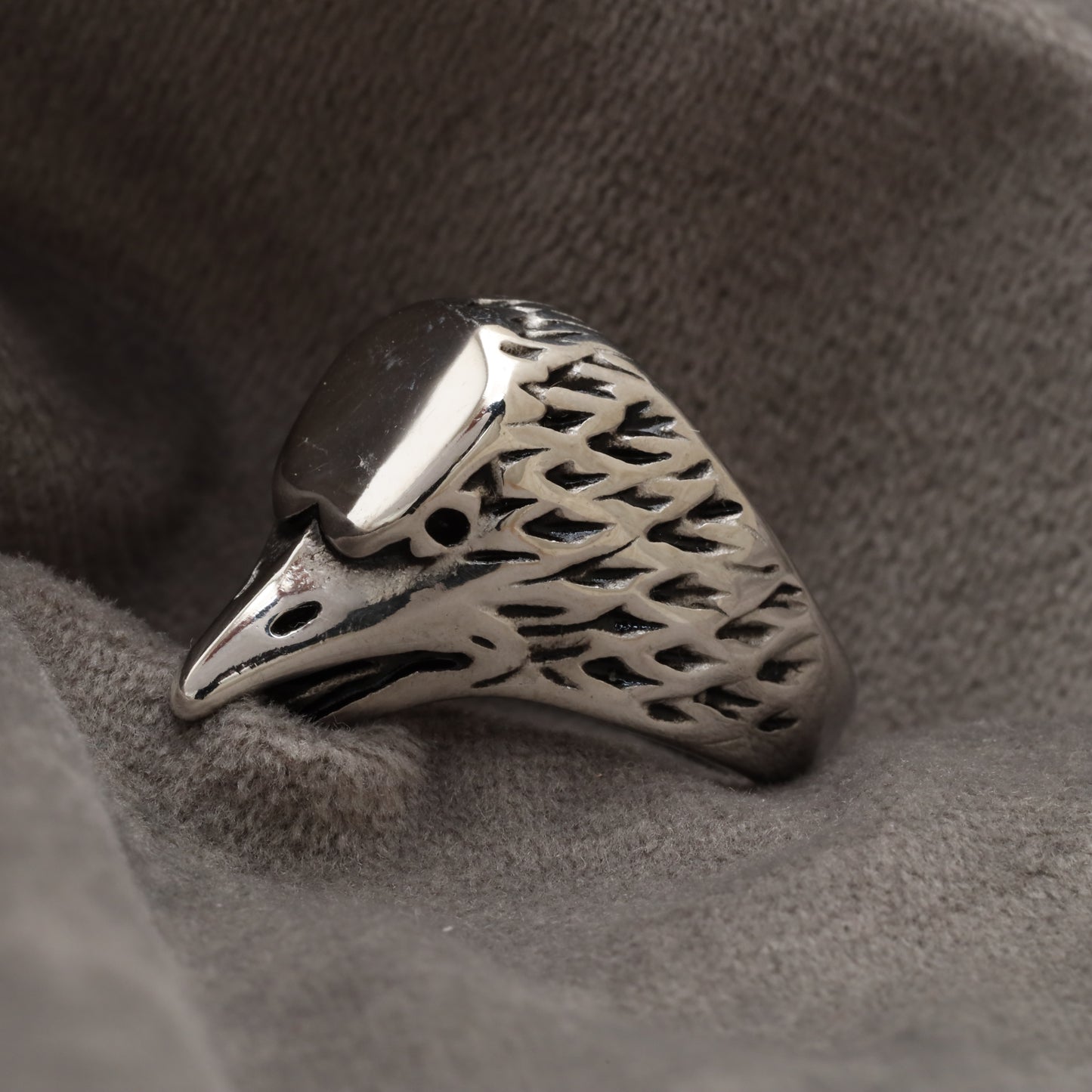 Raven Skull Head Silver Stainless Steel Ring R26
