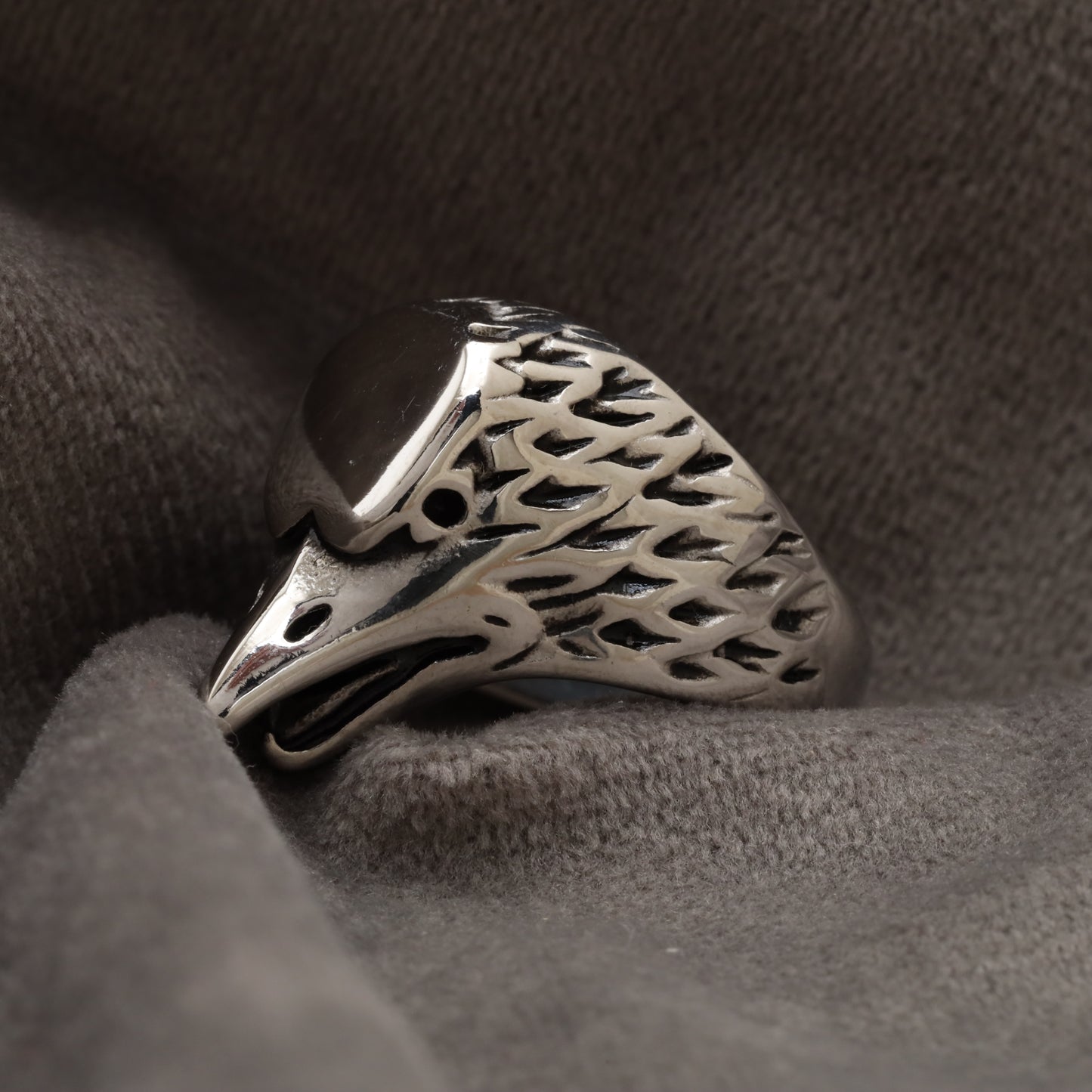 Raven Skull Head Silver Stainless Steel Ring R26