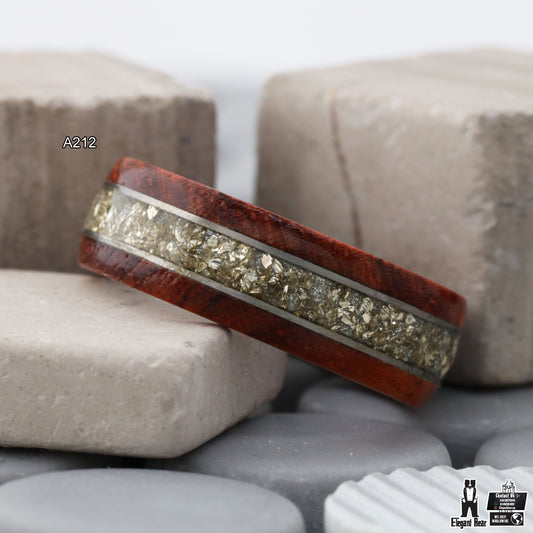 Bentwood Ring with German Glass Stone Inlay - Premium Wood Design - 8mm - A212