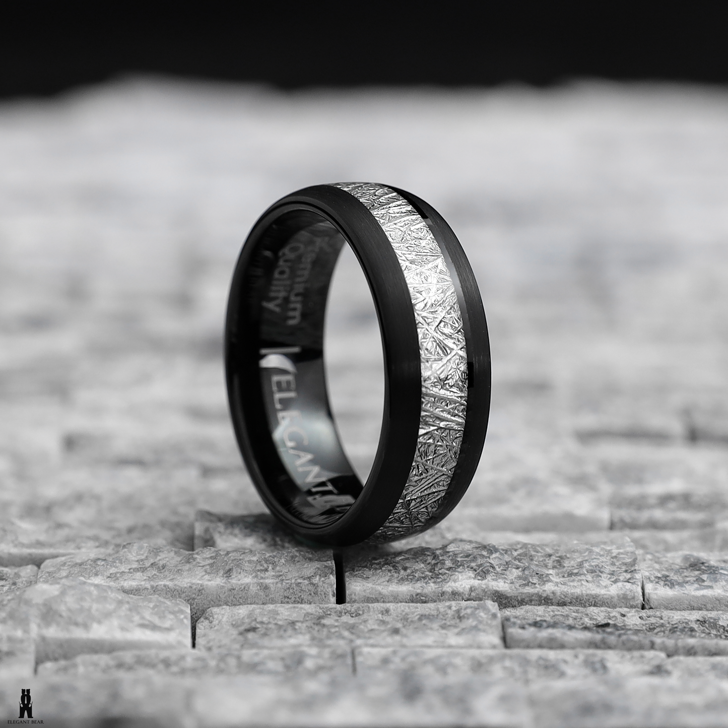 Tungsten Meteorite Inlaid Ring A134