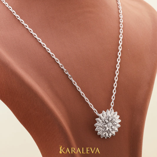 Silver Sunflower Necklace N19