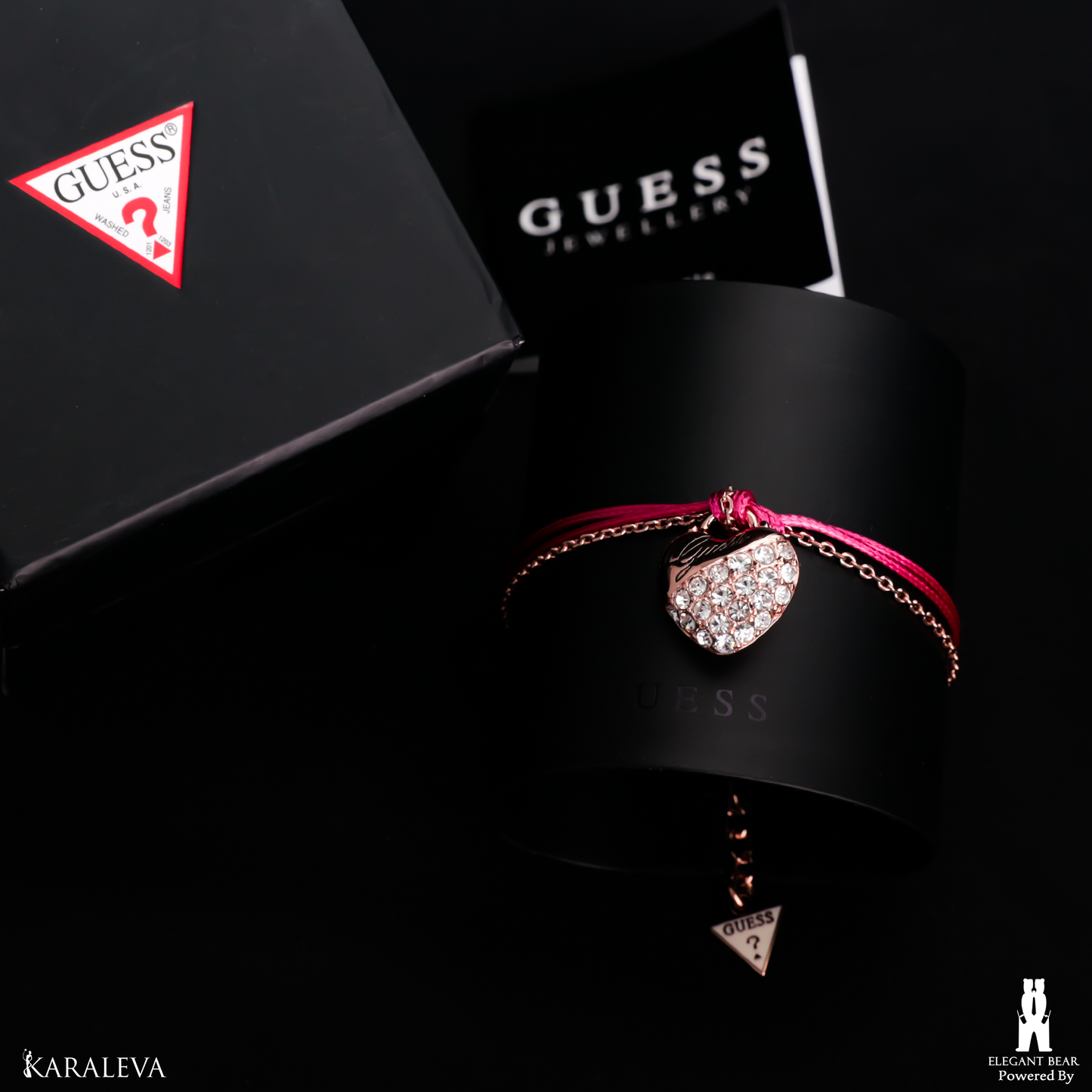 Guess Pink & Gold-Plated Stainless Steel Bracelet G6