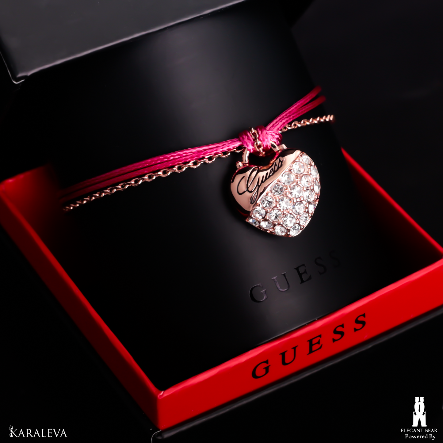 Guess Pink & Gold-Plated Stainless Steel Bracelet G6