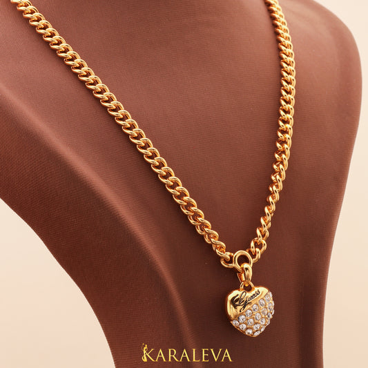 Gold Heart Chain Necklace N14