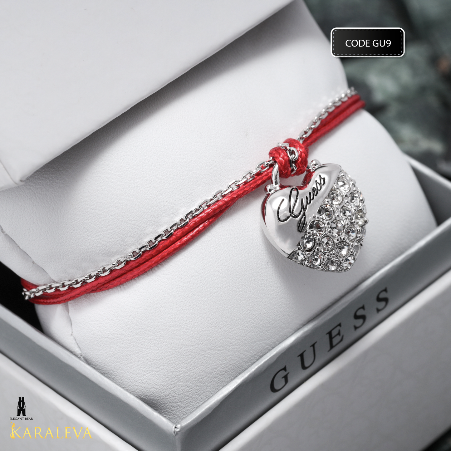 Guess Red & Stainless Steel Bracelet G5