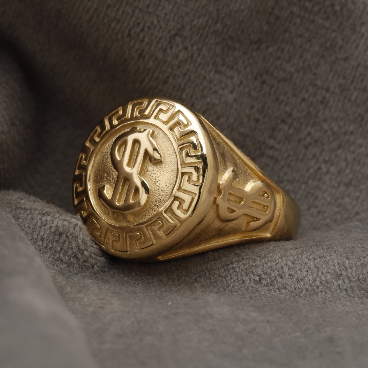 Dollar Sign Golden Stainless Steel  Ring R1