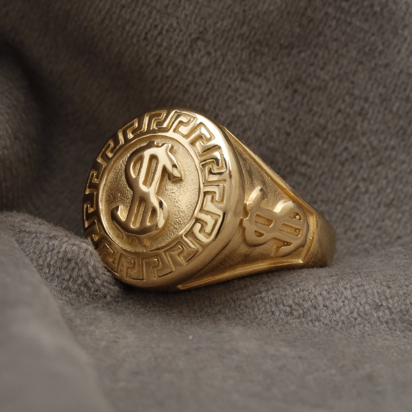 Dollar Sign Golden Stainless Steel  Ring R1