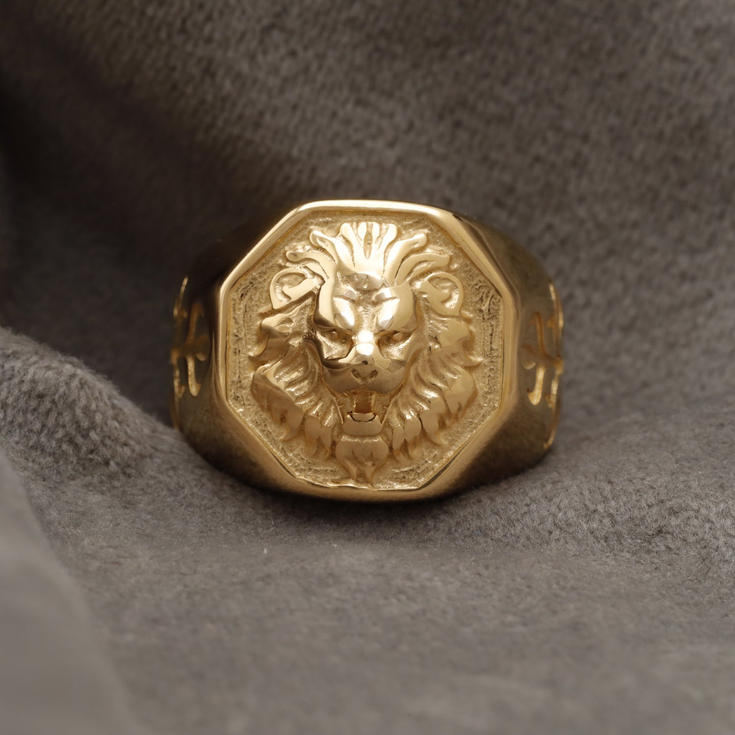Lion Head Golden Stainless Steel Ring R3