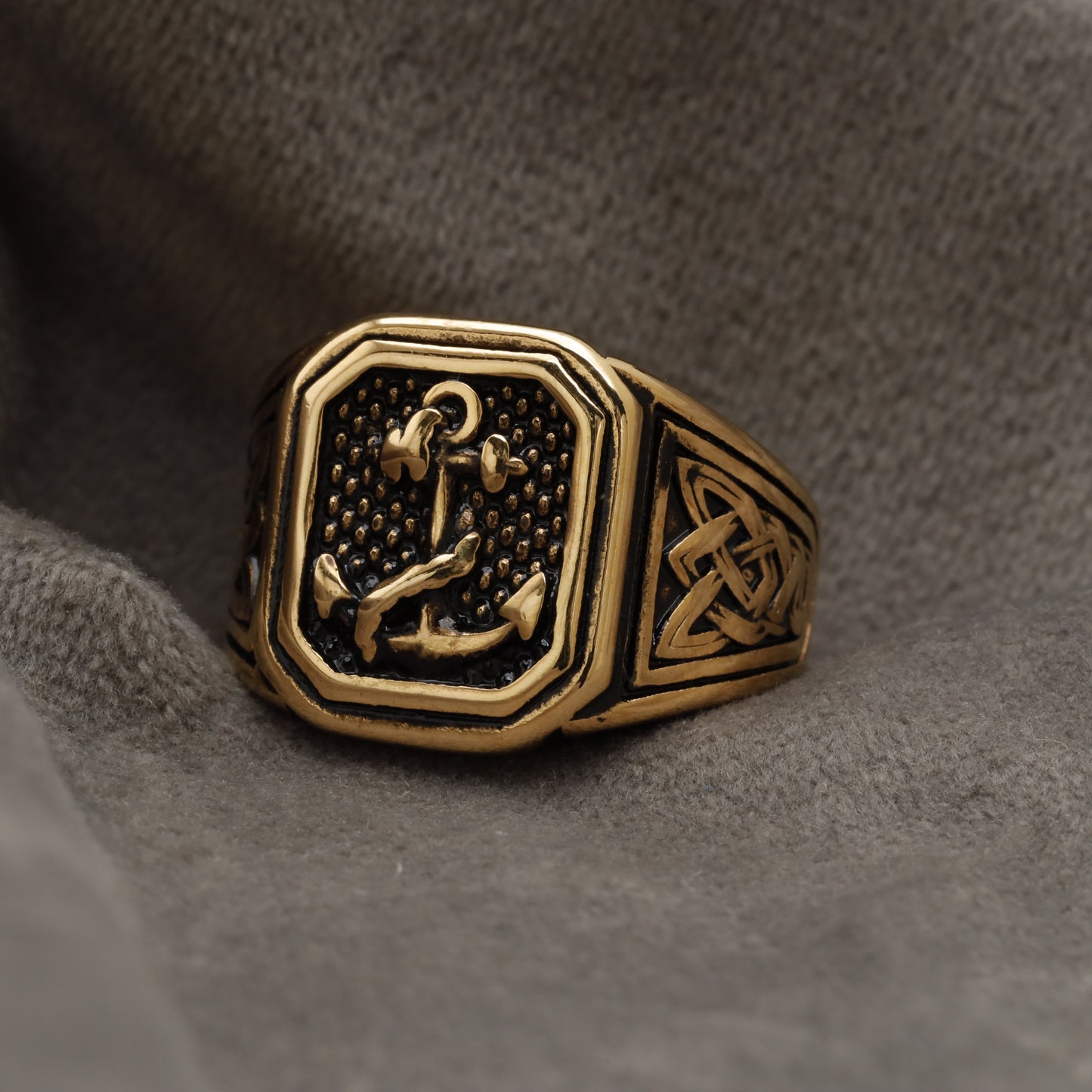 Anchor Celtic Golden Stainless Steel  Ring R4
