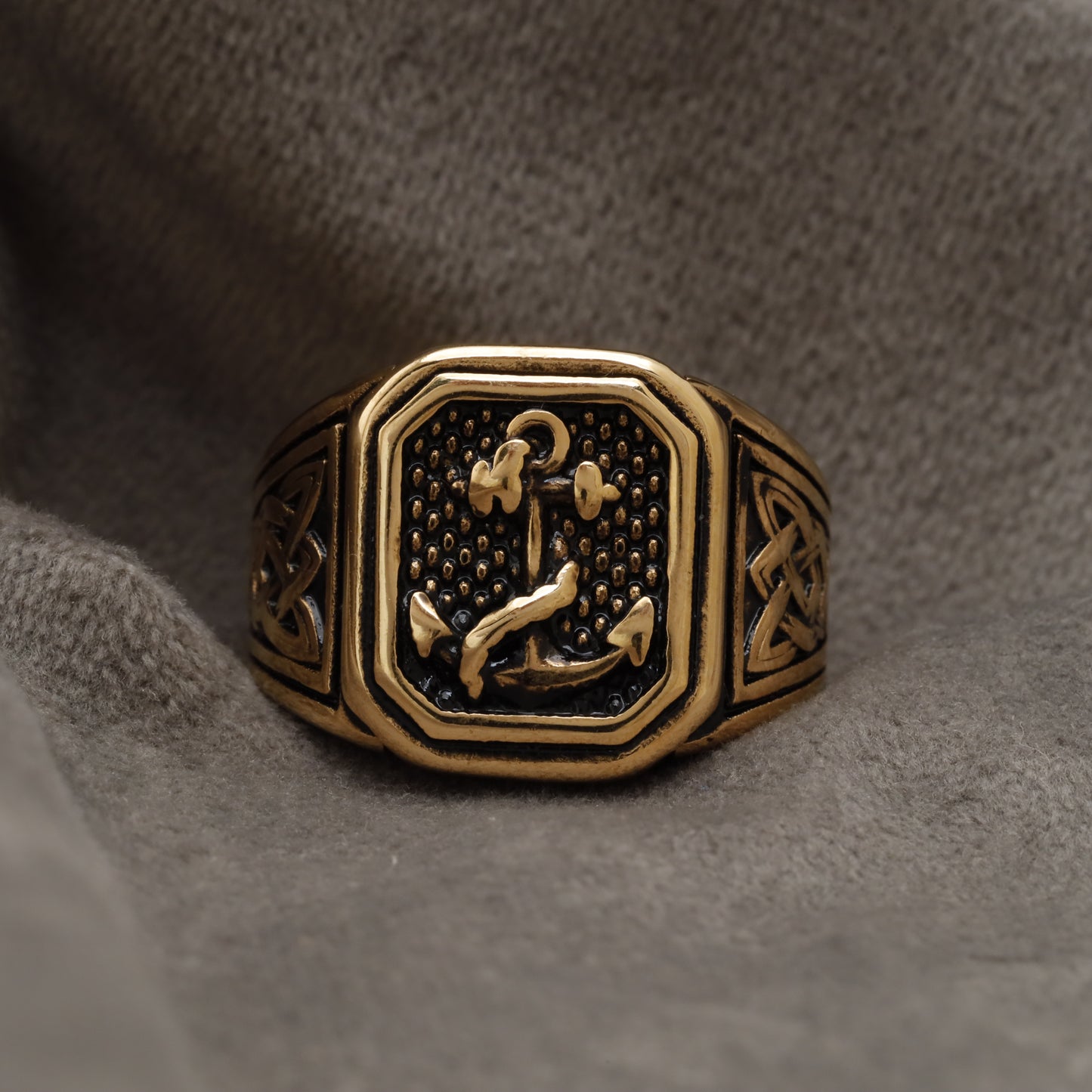 Anchor Celtic Golden Stainless Steel  Ring R4