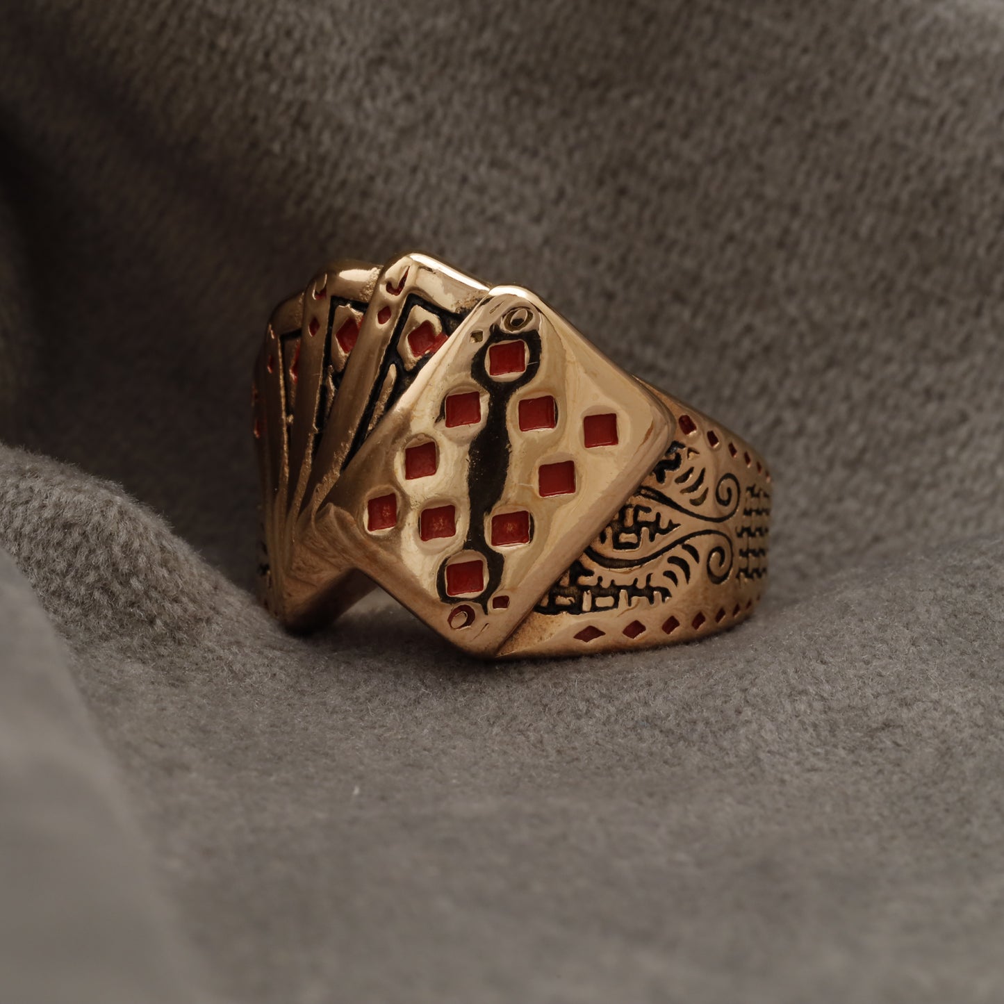 Playing Cards Golden Stainless Steel Ring R6