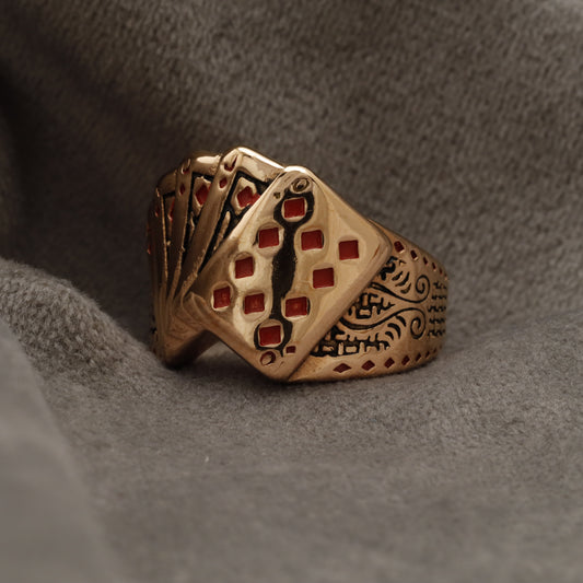 Playing Cards Golden Stainless Steel Ring R6