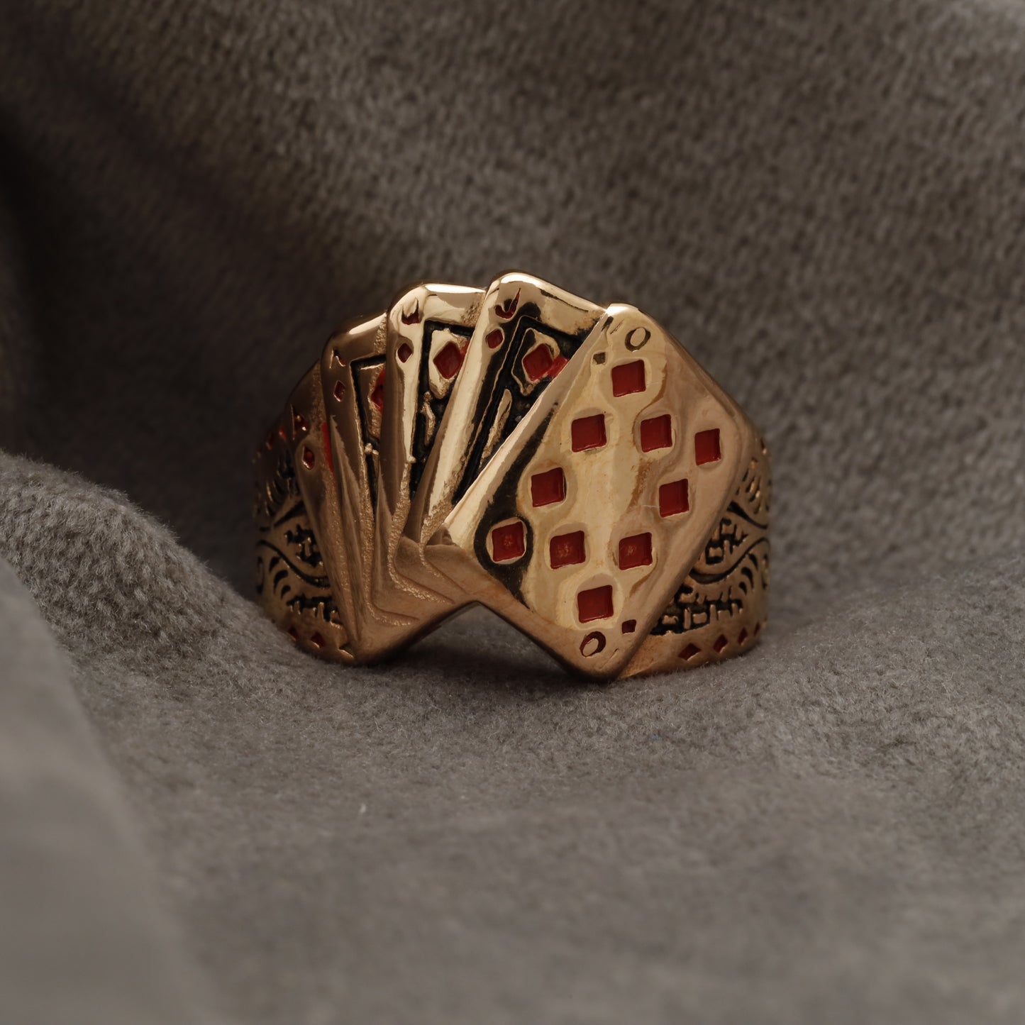 Playing Cards Golden Stainless Steel Ring R6