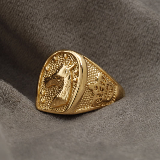 Horse Head Golden Stainless Steel Ring R10