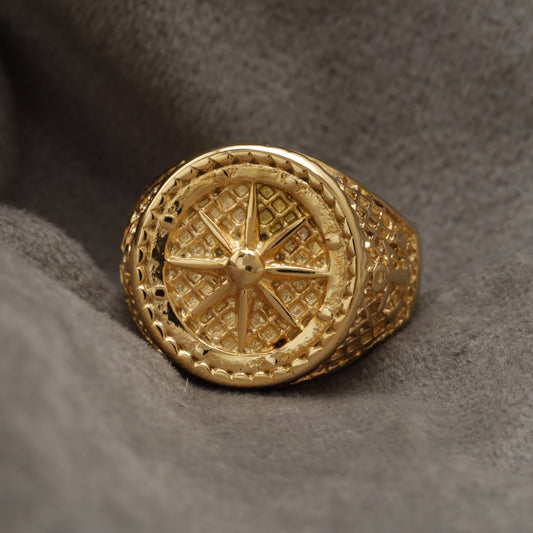 Gold Compass Star Stainless Steel  Ring R28
