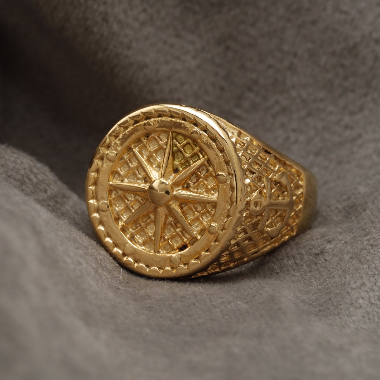 Gold Compass Star Stainless Steel  Ring R28