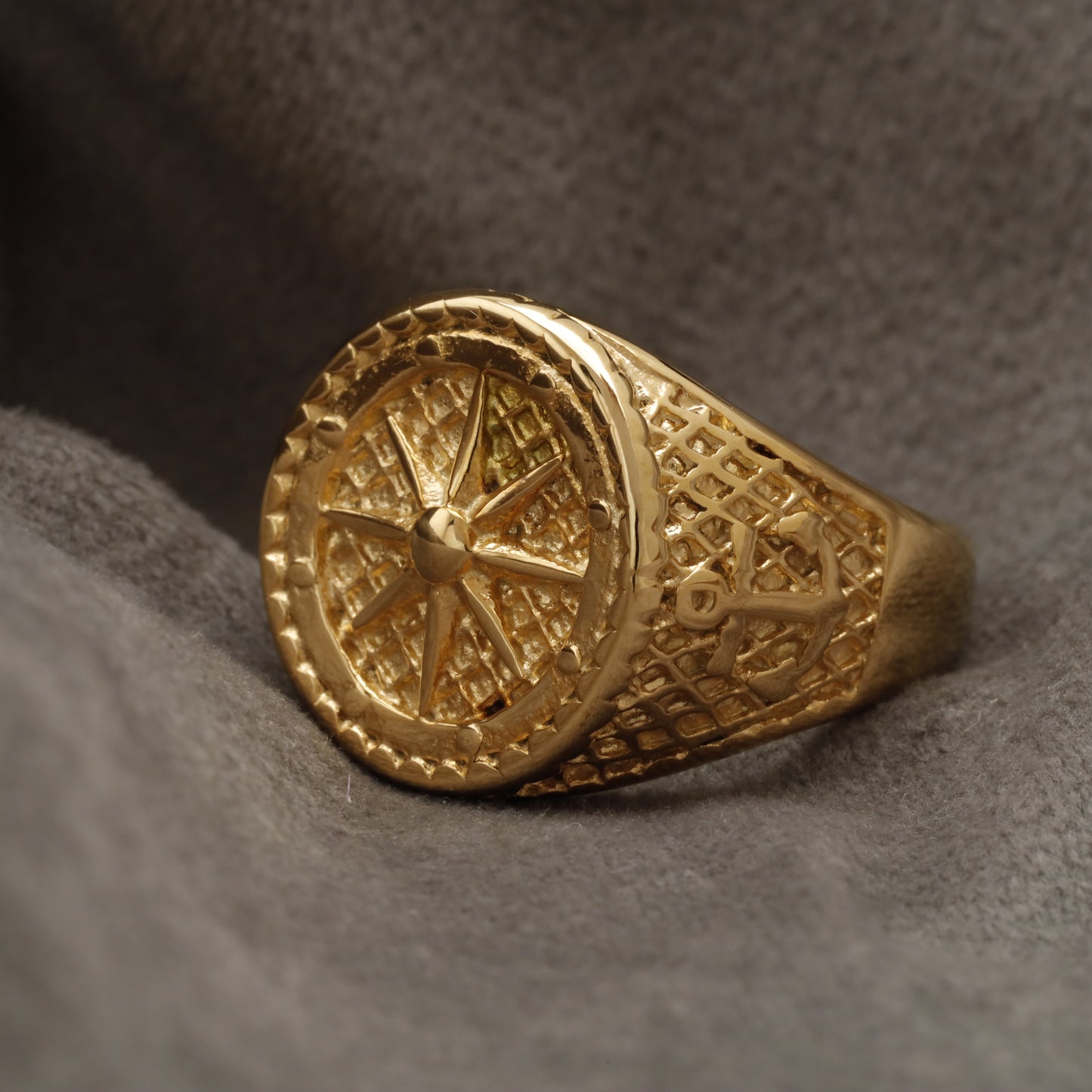 Gold Compass Star Stainless Steel  Ring R28
