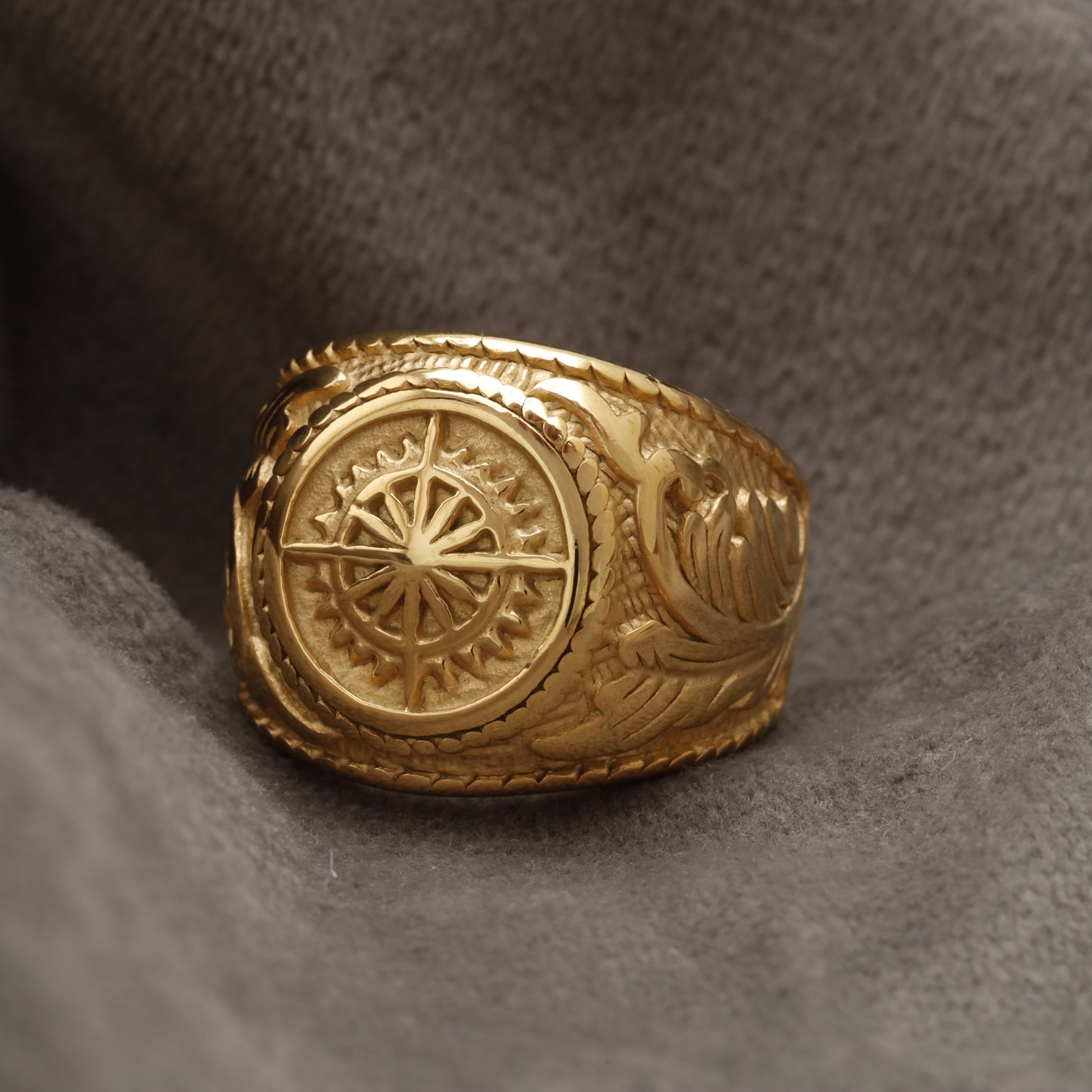 Gold Compass Sun Stainless Steel  Ring R29
