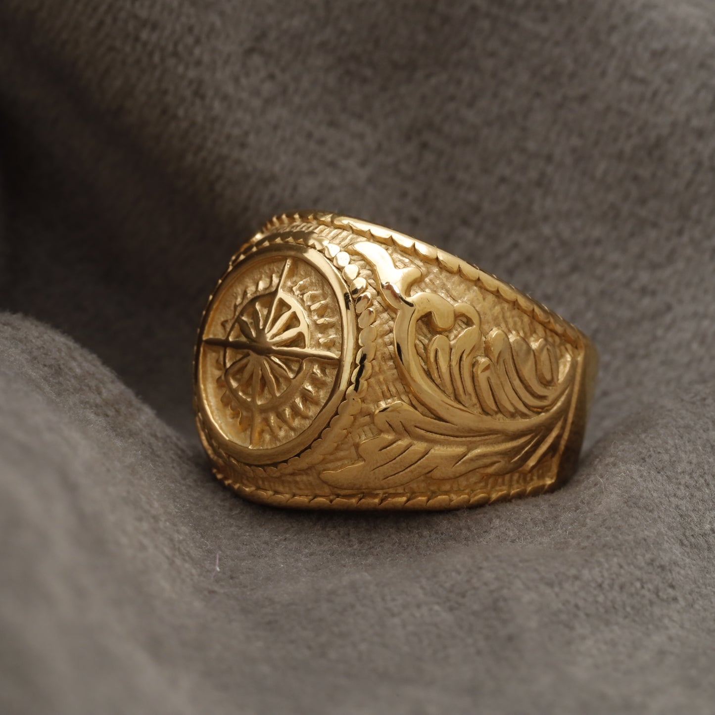 Gold Compass Sun Stainless Steel  Ring R29