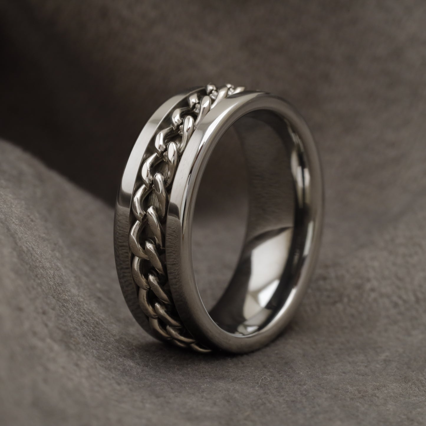 Silver Tungsten Chain Ring U1