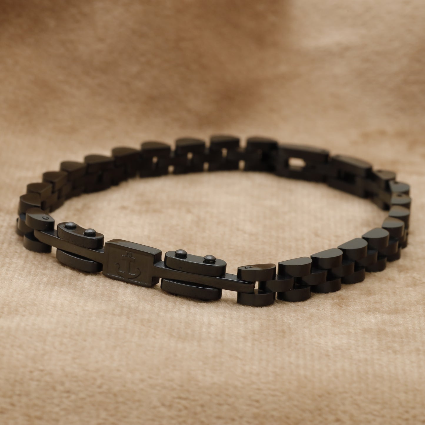 Matte Black Stainless Steel Watch Style Link Bracelet B7