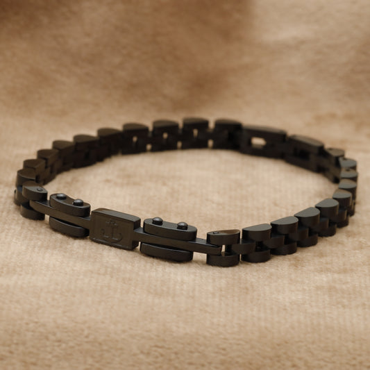 Matte Black Stainless Steel Watch Style Link Bracelet B7