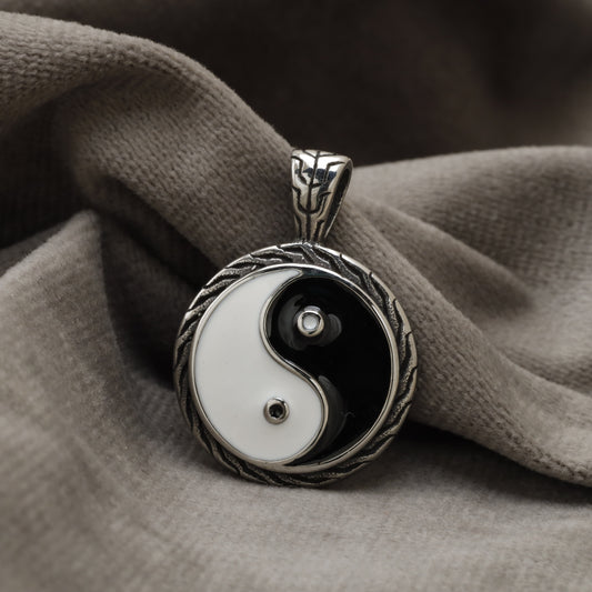 Yin Yang Crystal Stainless Steel Pendant X4