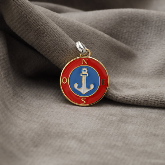 Anchor Compass Enamel Stainless Steel Pendant X11