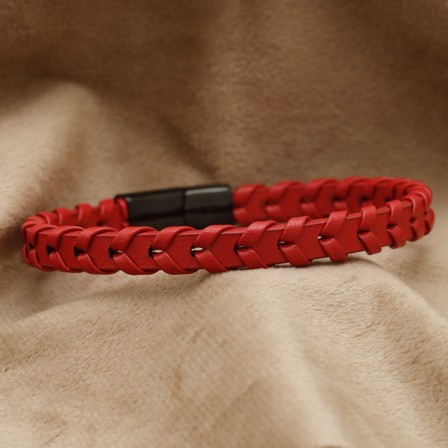 Red Braided Leather Bracelet B50
