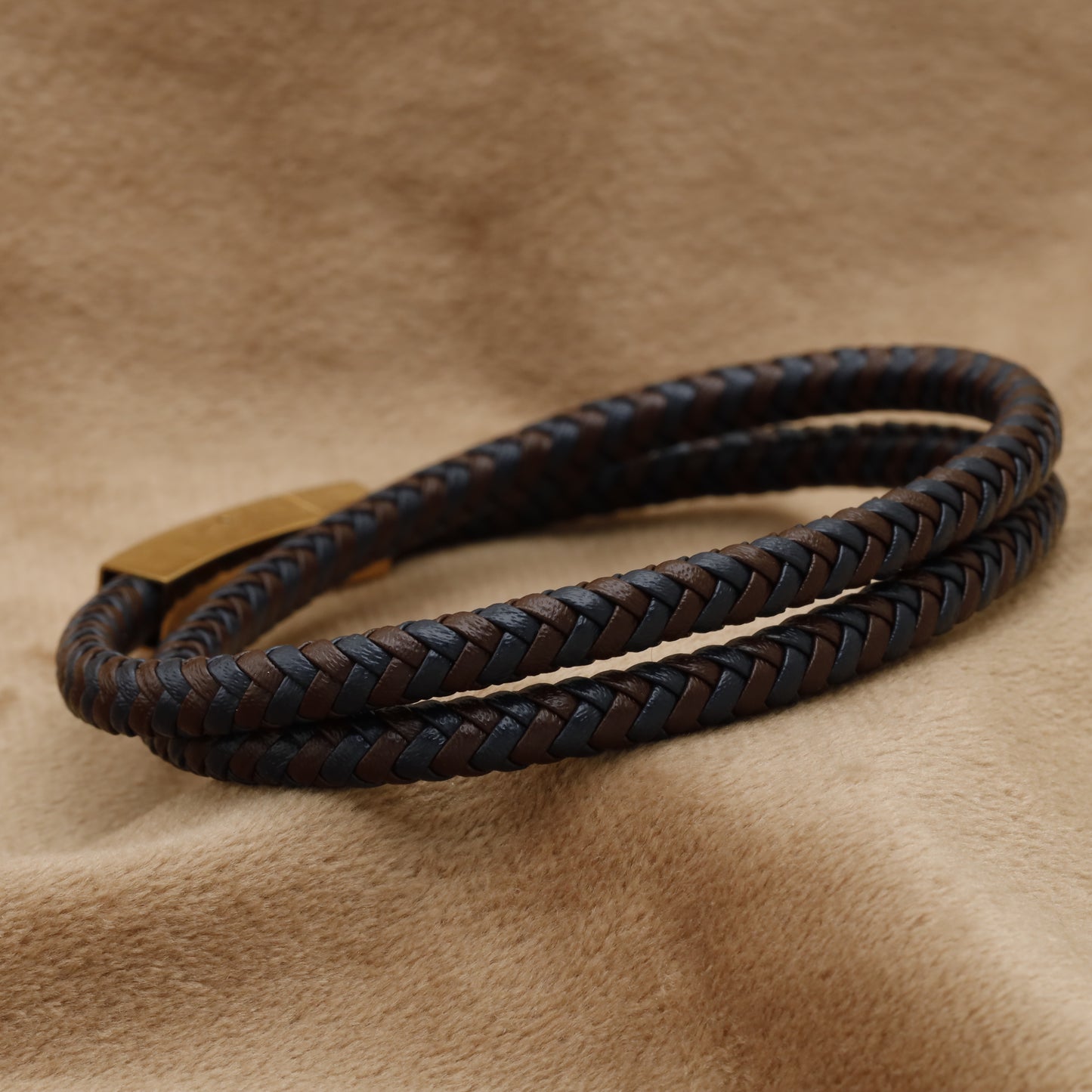 Natural Leather & Stainless Steel Bracelet B35