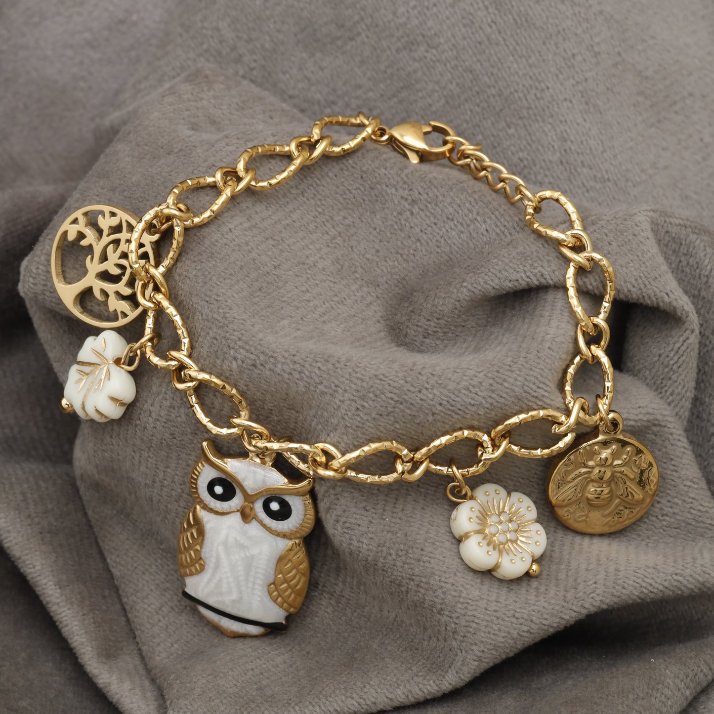 Owl & Tree of Life Charm Bracelet - KAR97
