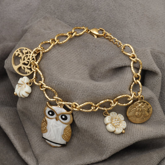 Owl & Tree of Life Charm Bracelet - KAR97