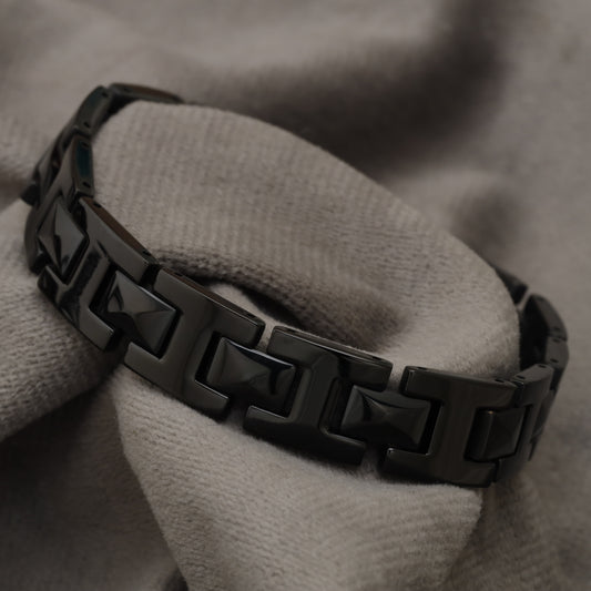 Black Steel Link Bracelet KAR99 back view